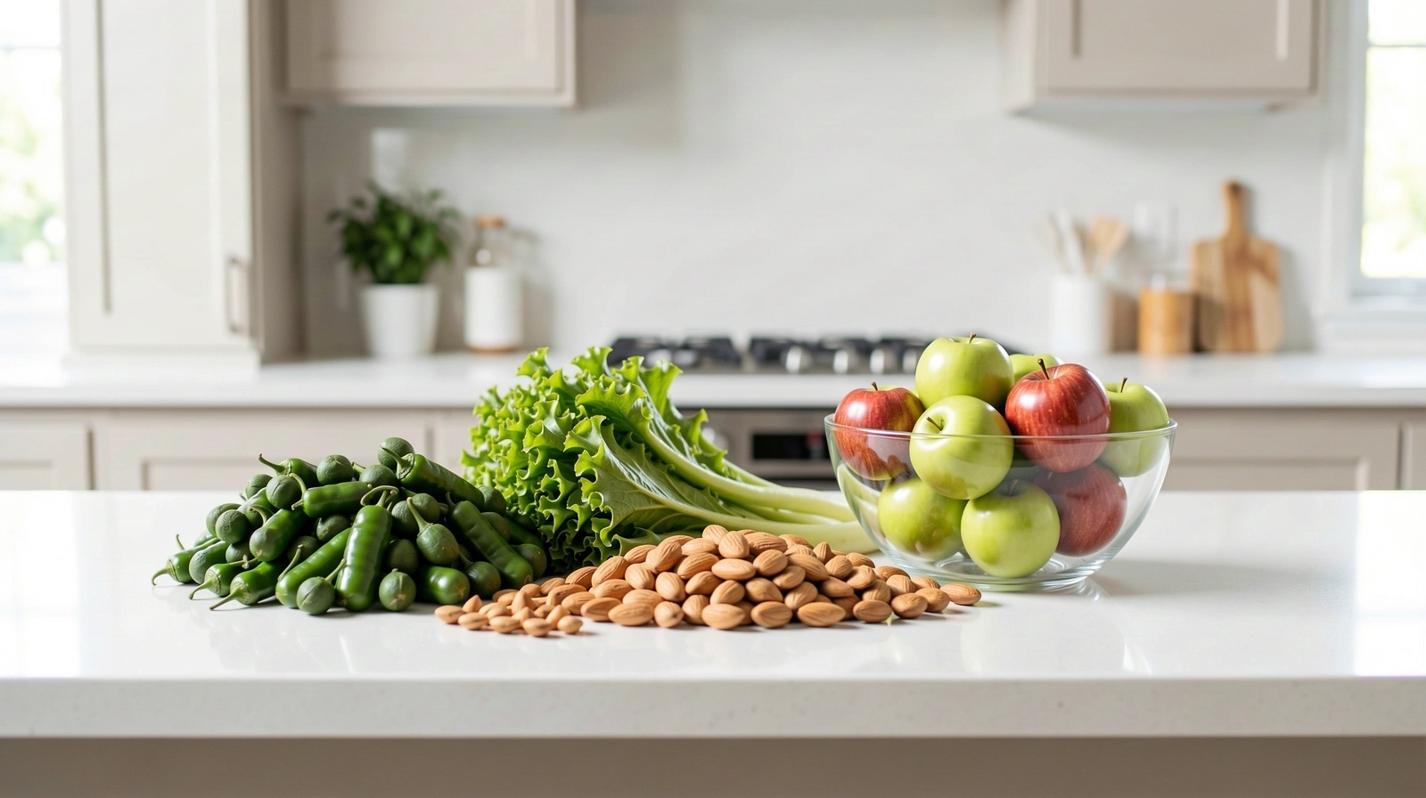 Frische Zutaten auf einer hellen Arbeitsfläche